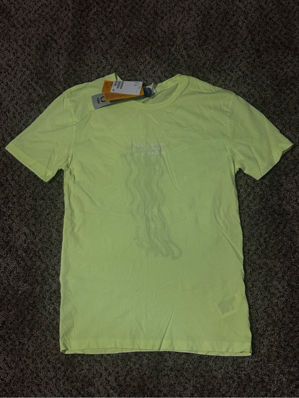 H&M Men’s XS Lime Green Graphic T-Shirt The Future Is Our Playground NWT